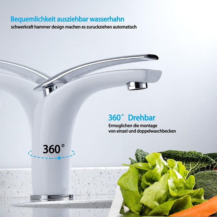 Wasserhahn Bad Weiss,Waschtischarmatur für Bad Einhebel Armatur Mischbatterie Waschbecken Armatur Ba