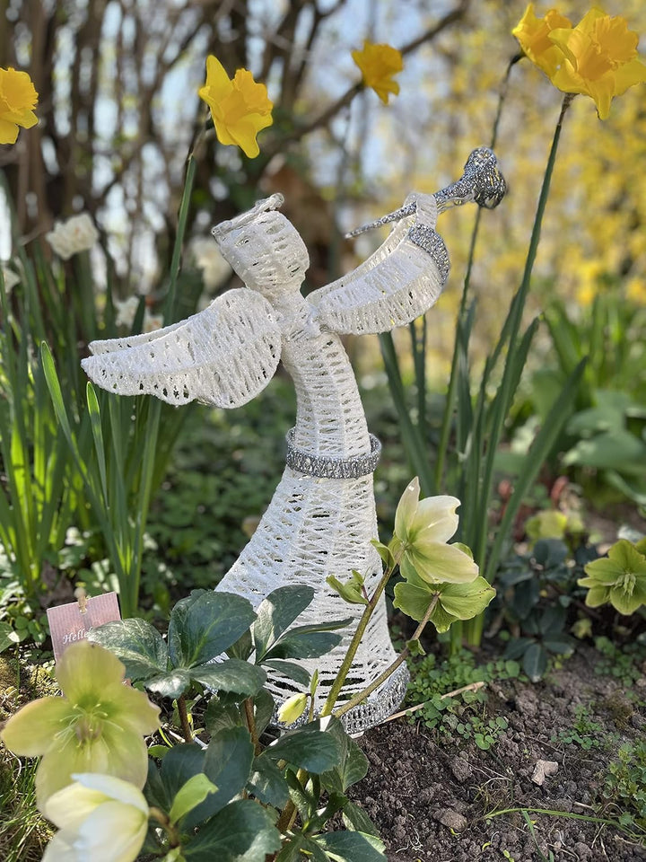 LEDZEIT - Relax Serie - LED Engel Klein, Deko Figur, Strombetrieben, mit Timer, 50cm, warmweiss, Aus