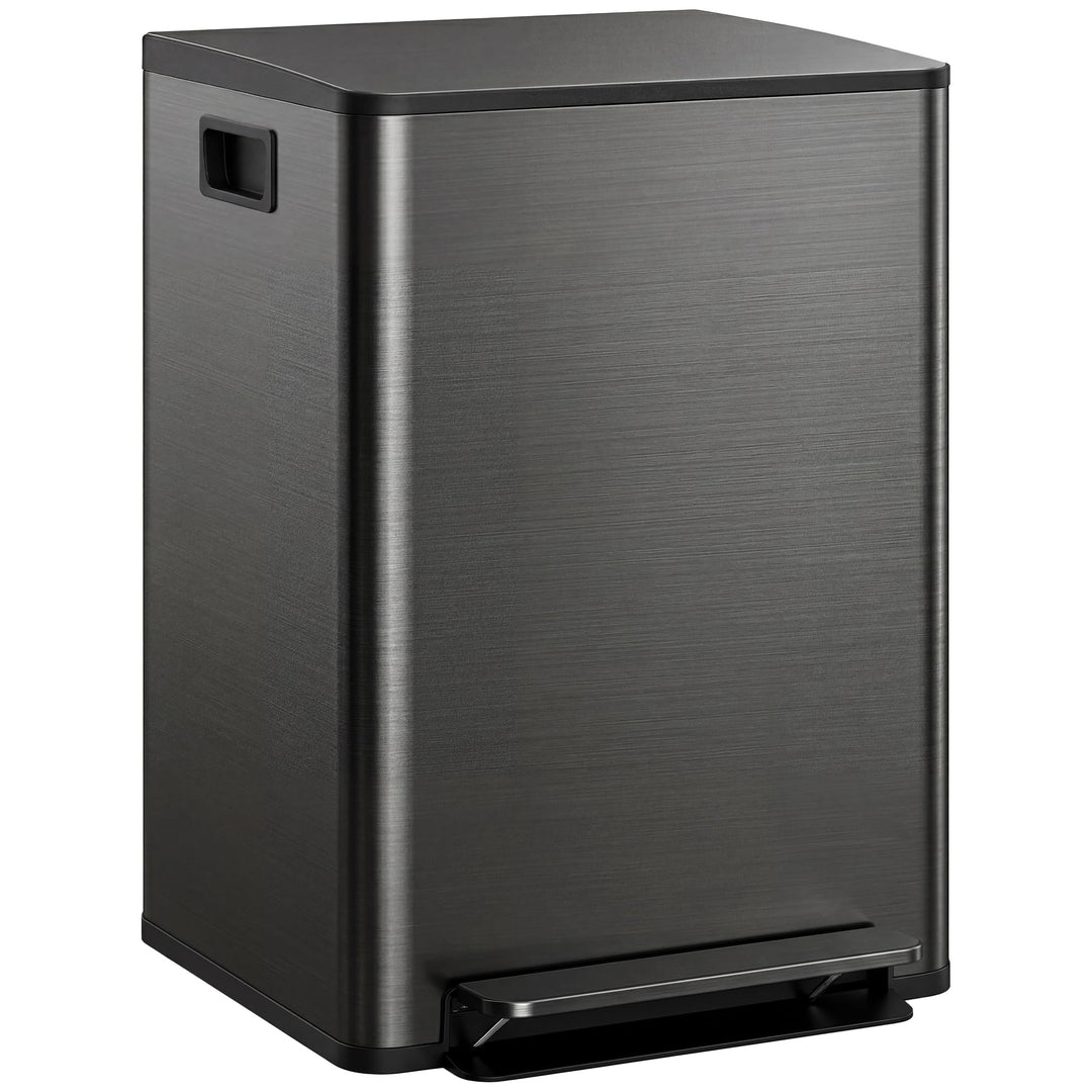 HOMCOM Mülleimer Küche 2x30L Softclose-Deckel Schwarz 47,7x37,5x66,8cm Glänzend Schwarz 2 x 30 L, Gl