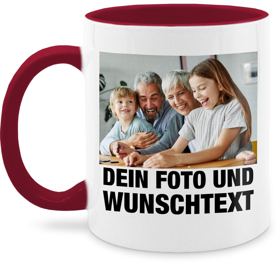 Tasse Tassen 325ml - Mit Foto I Eigenem Bild I Text I Name I Wunschtext - 325 ml - Bordeauxrot - mug