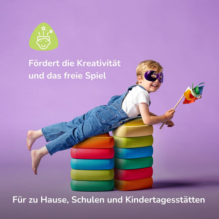 Nattou Blocky Balancesteine für Kinder - Stapelbare Spielsteine - Rutschfestes Sensorisches Spielzeu