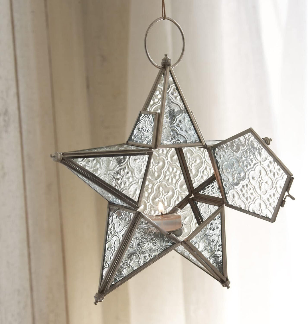 LOBERON® Windlicht 2er Set Kian, Sternenform, für Teelichter, Weihnachtsdekoration, Weihnachten, Mes