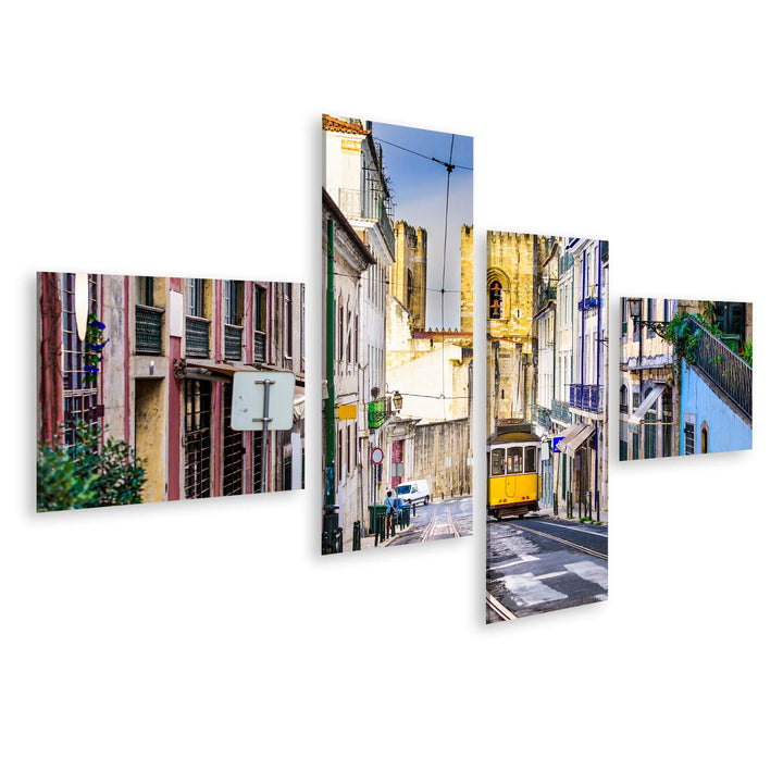 Bild Bilder auf Leinwand Lissabon, porgugales Stadtbild und Strassenbahn in der Nähe der Kathedrale