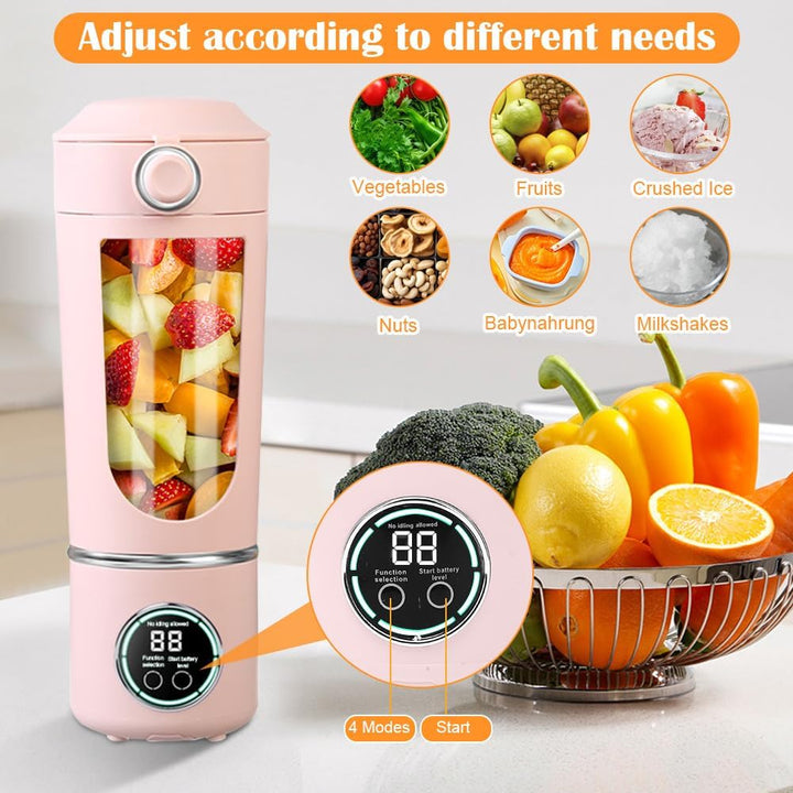 Tragbarer Mixer, 700 ml kleiner Smoothie Mixer, Mini-Standmixer mit 12 Edelstahlklingen und Digitala