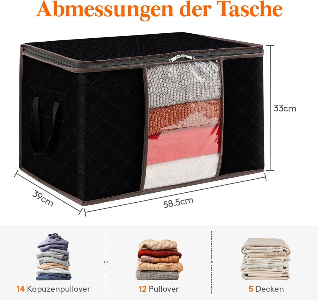 Lifewit 4 Stück Gross Aufbewahrungsbox mit Deckel, Aufbewahrungstasche für Bettdecken Kleidung Aufbe