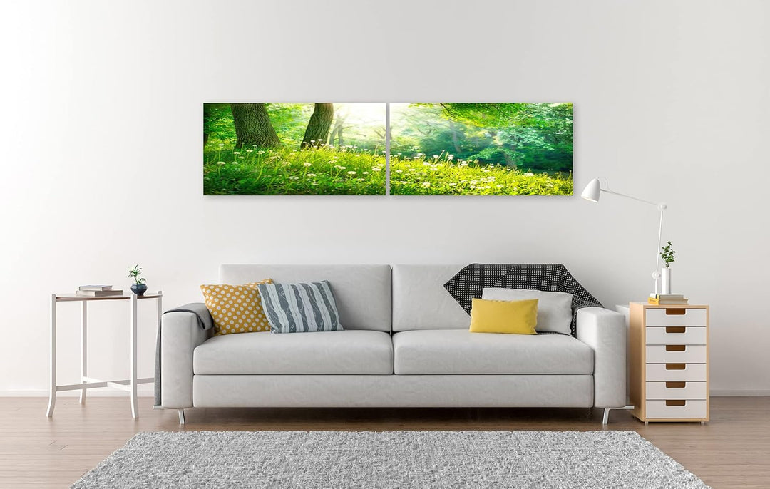 islandburner Bild auf Leinwand Spring Nature Schöne Landschaft Grünes Gras Und Bäume Bilder Wandbild