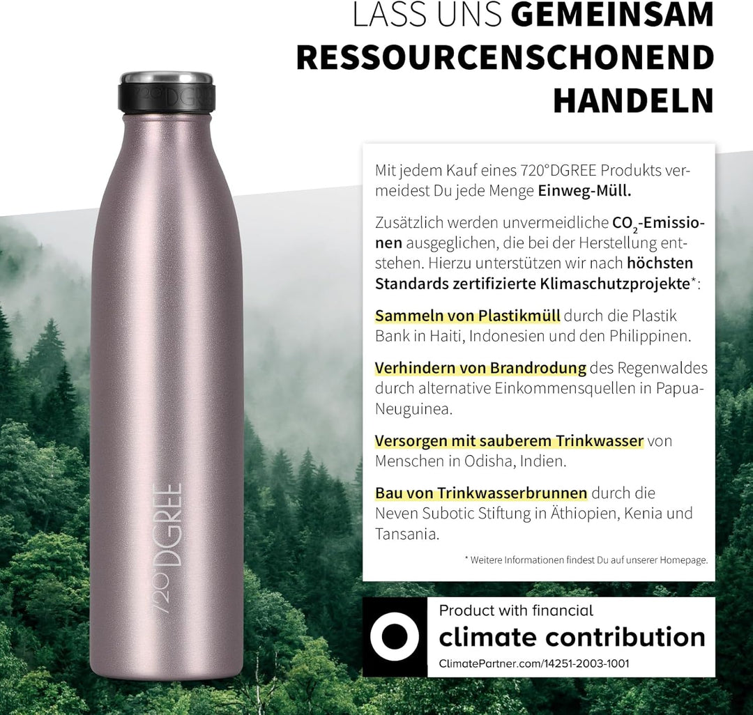 720°DGREE Edelstahl Trinkflasche “milkyBottle” - 750ml - BPA-Frei, Auslaufsicher, Kohlensäure geeign