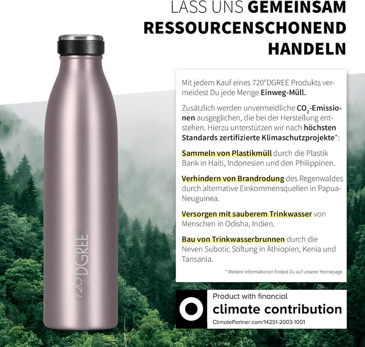 720°DGREE Edelstahl Trinkflasche “milkyBottle” - 750ml - BPA-Frei, Auslaufsicher, Kohlensäure geeign
