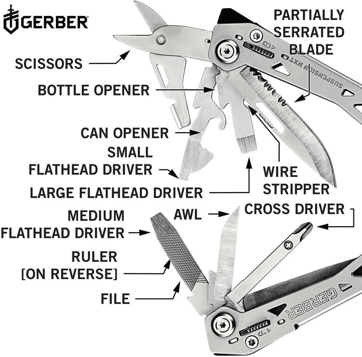 Gerber Multifunktionswerkzeug mit Taschenclip und 15 Funktionen, Suspension NXT Multi-tool, 31-00368