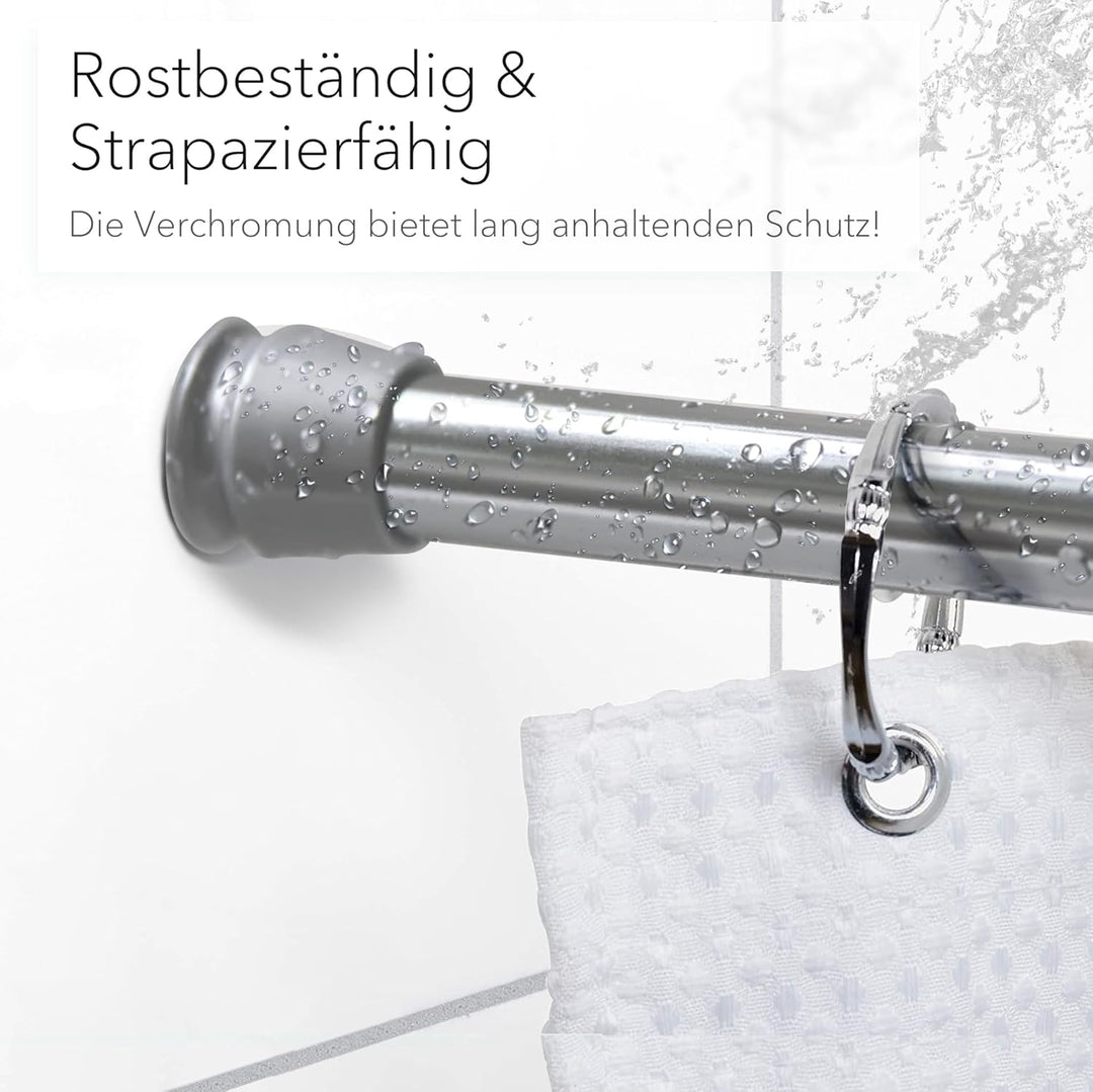 Teleskopstange, Kein Bohren & Rost, rutschfest, verstellbar Duschvorhangstange Duschstange, ausziehb