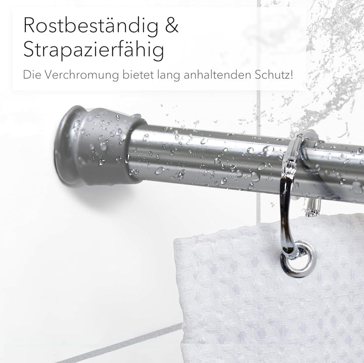 Teleskopstange, Kein Bohren & Rost, rutschfest, verstellbar Duschvorhangstange Duschstange, ausziehb