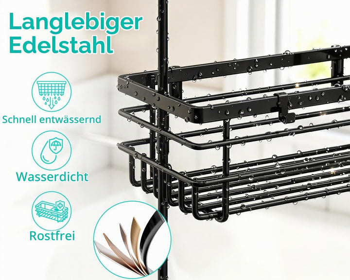 HapiRm Duschregal zum Hängen Duschablage Hängend - 2-Tier Duschablage zum Hängen mit Haken und Zahnb