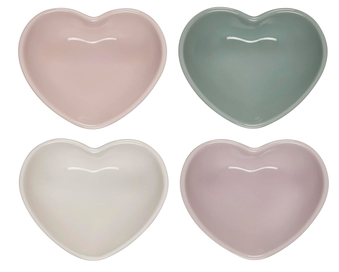 Le Creuset Mini-Herz-Schalen aus Steingut, 4 Stück, gemischte Farben