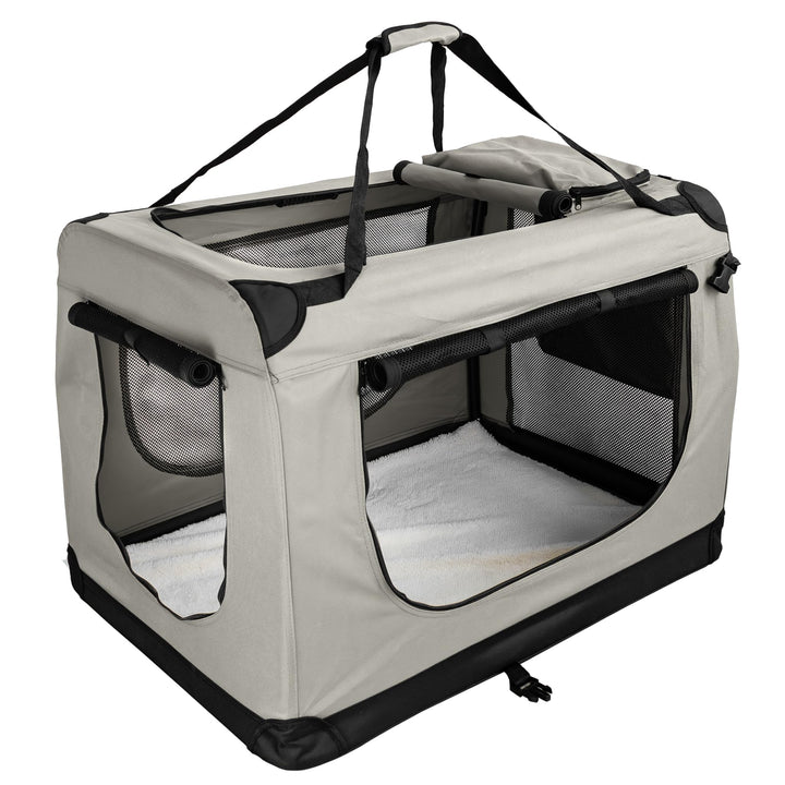 Faltbare Hundebox XL - 82 x 57 x 58 cm,Beige Transporttasche Transportbox, Cream Auto Katze Hunde Ka