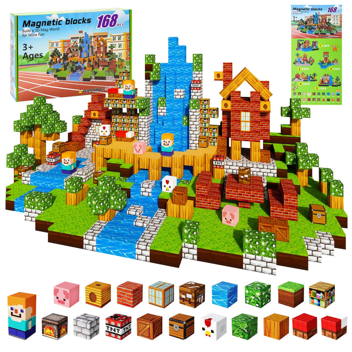 Magnetische Bausteine 168 Stück, 2.5CM Magnetblöcke, Montessori Sensorik Spielzeug, STEM Lernspielze