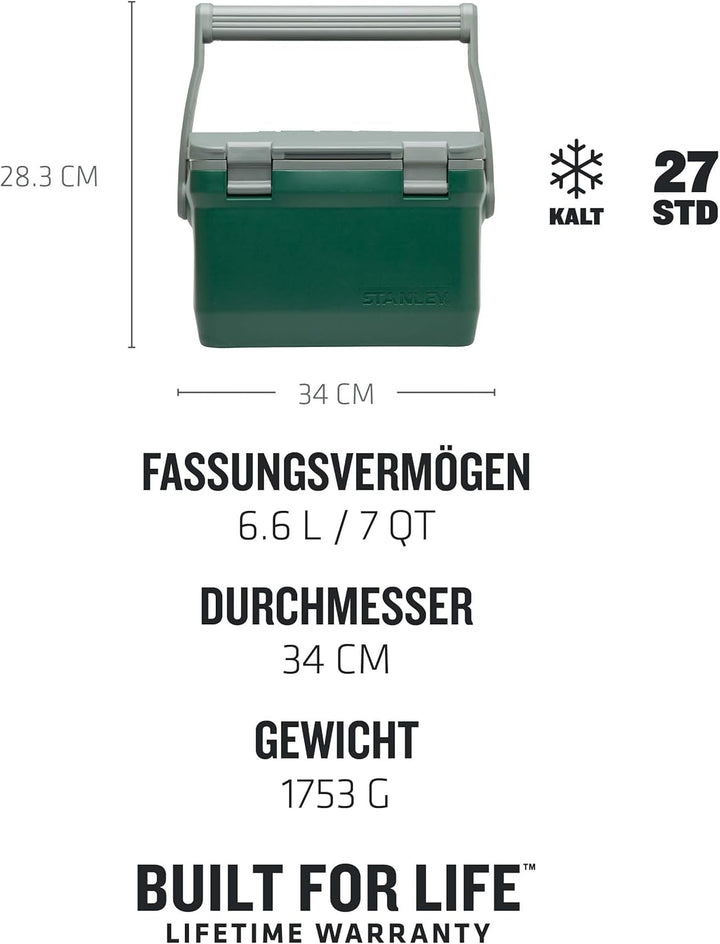 Stanley Adventure Outdoor Cooler 6,6 Liter / 7QT Grün - Camping Kühlbox Klein - BPA-frei - Deckel fu