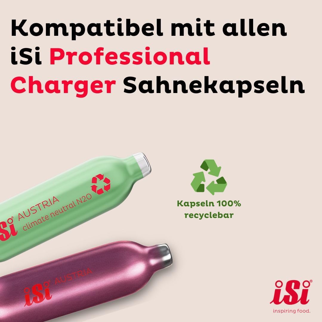 iSi Sahnespender Green Whip für vegane und tierische Schlagsahne - 0,5L - Sahnesyphon aus rostfreiem