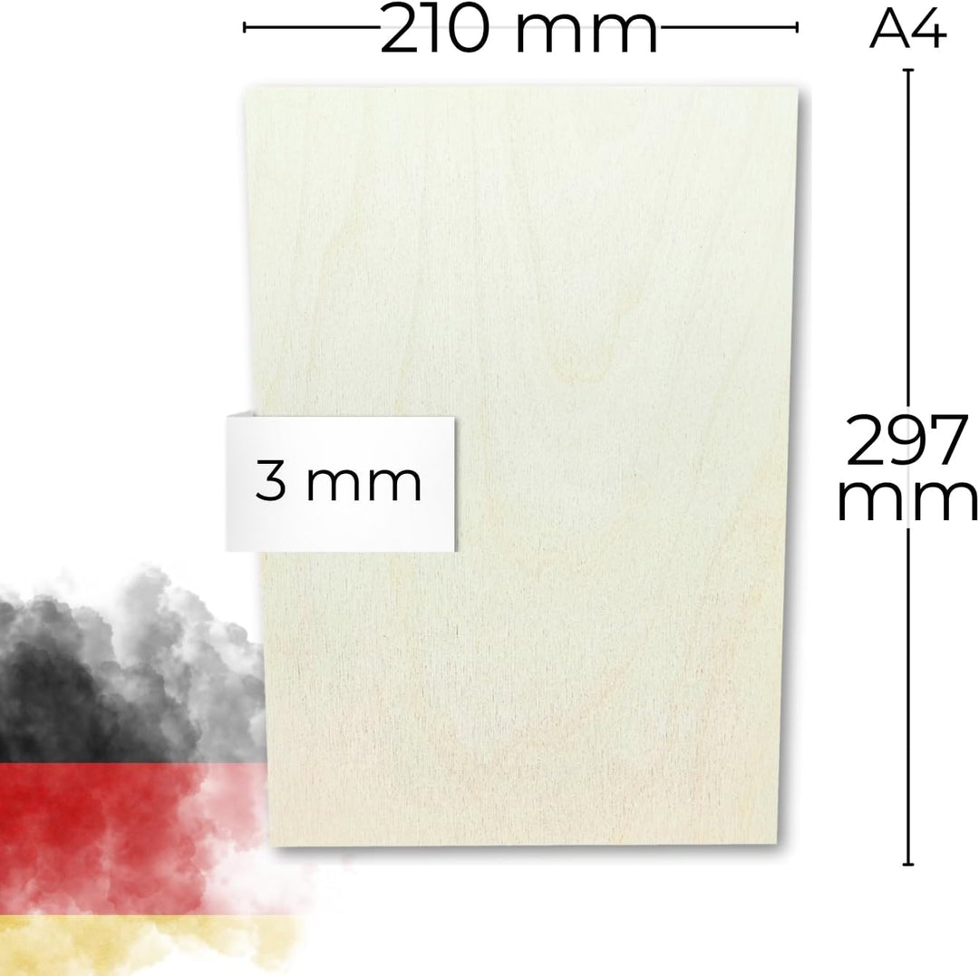 Sperrholz Birke 3mm - Premium Holzplatten für Lasercut, Gravur, Basteln, glatte Oberfläche, ideal fü