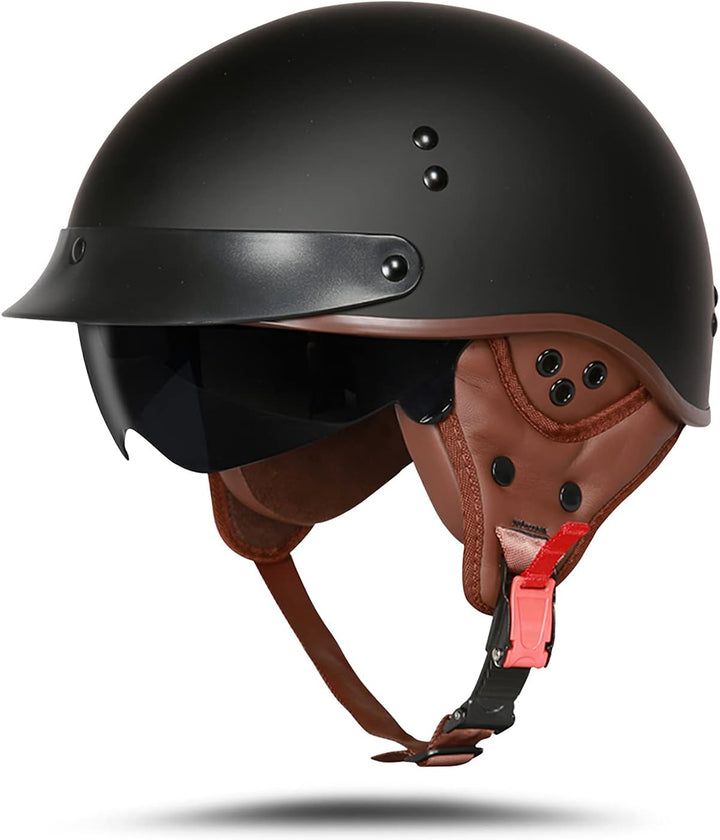 BOSERMEM Motorradhelm Mit Schutzbrille DOT/ECE-Zugelassen, Jethelm Roller-Helm Scooter-Helm Moped Mo