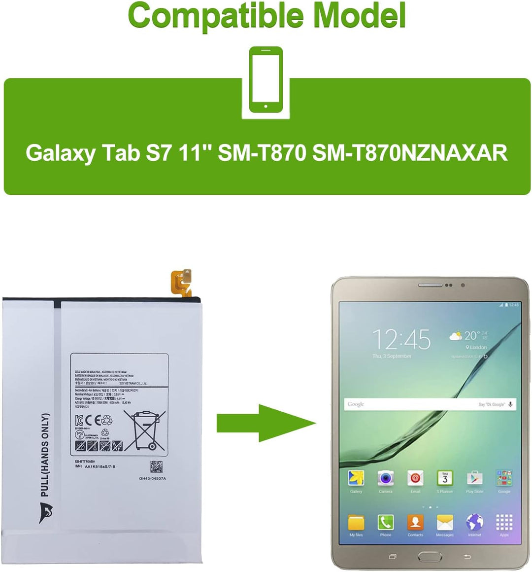 SwarKing Ersatz Akku Kompatibel mit Samsung Galaxy Tab S2 8.0" SM-T710 T710 EB-BT710ABE with Toolkit