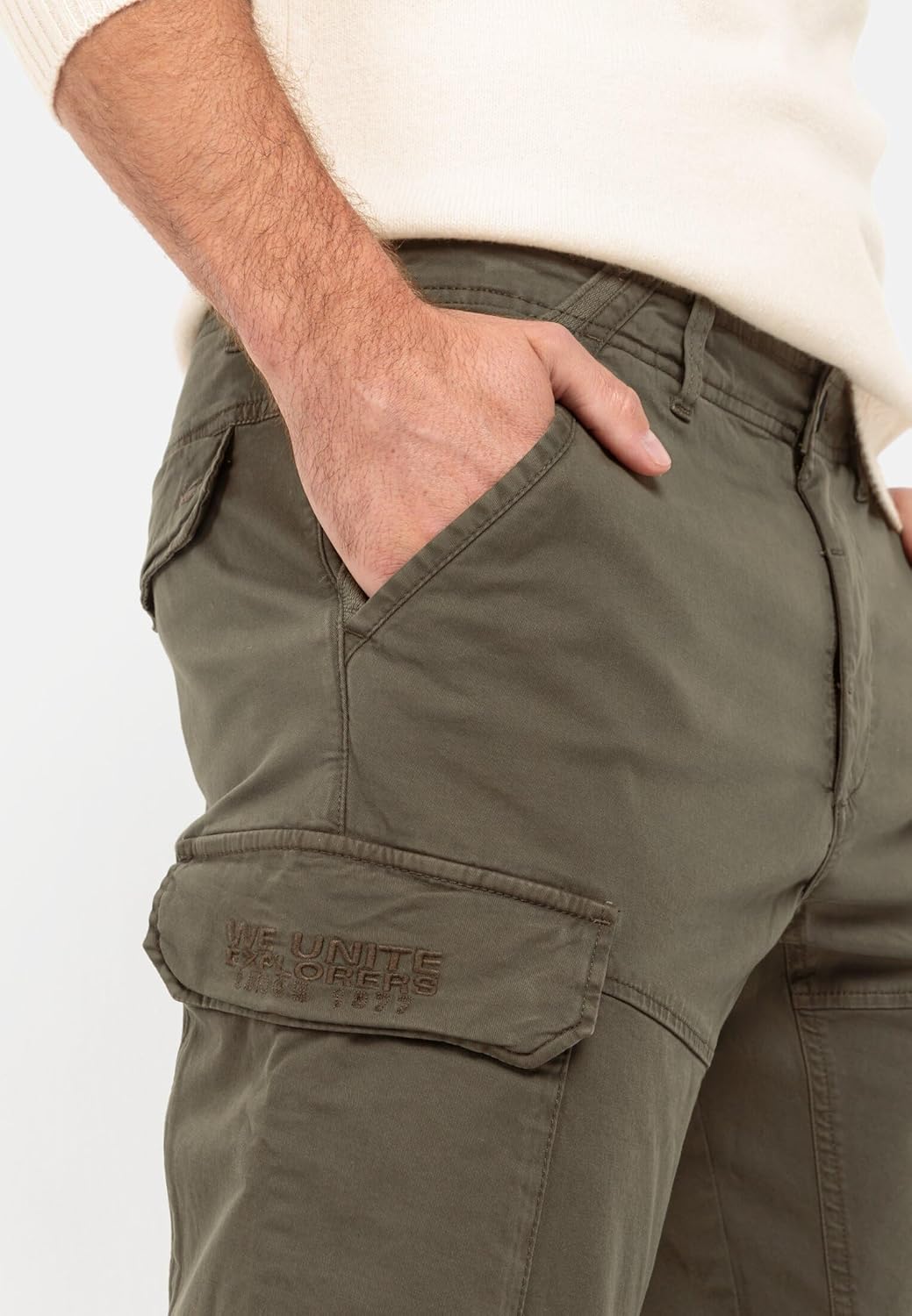 camel active Herren Tapered Fit Cargo Hose 33W / 30L Dark Khaki, 33W / 30L Dark Khaki