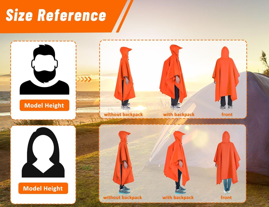 TOMSHOO Regenjacken Regenponcho Regenmantel Wasserdicht Unisex Camping Zelt Campingdecke Tarp Zeltpl