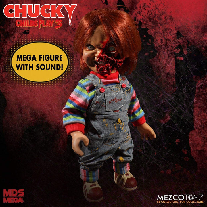 Close Up Child's Play Chucky Puppe 15" Talking Pizza Face Chucky