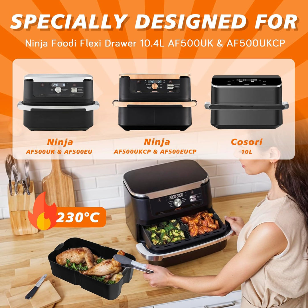 28 Stück Silikonform Heissluftfritteuse für Ninja Foodi Flexdrawer 10,4 l AF500EU, COSORI Heissluftf