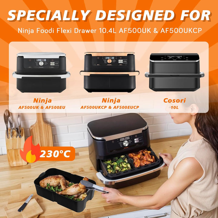 28 Stück Silikonform Heissluftfritteuse für Ninja Foodi Flexdrawer 10,4 l AF500EU, COSORI Heissluftf