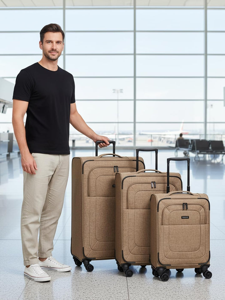 REDOLZ Koffer-Set 3-teilig für Damen & Herren | leichte & stabile Reise-Trolleys, hochwertiges Softc