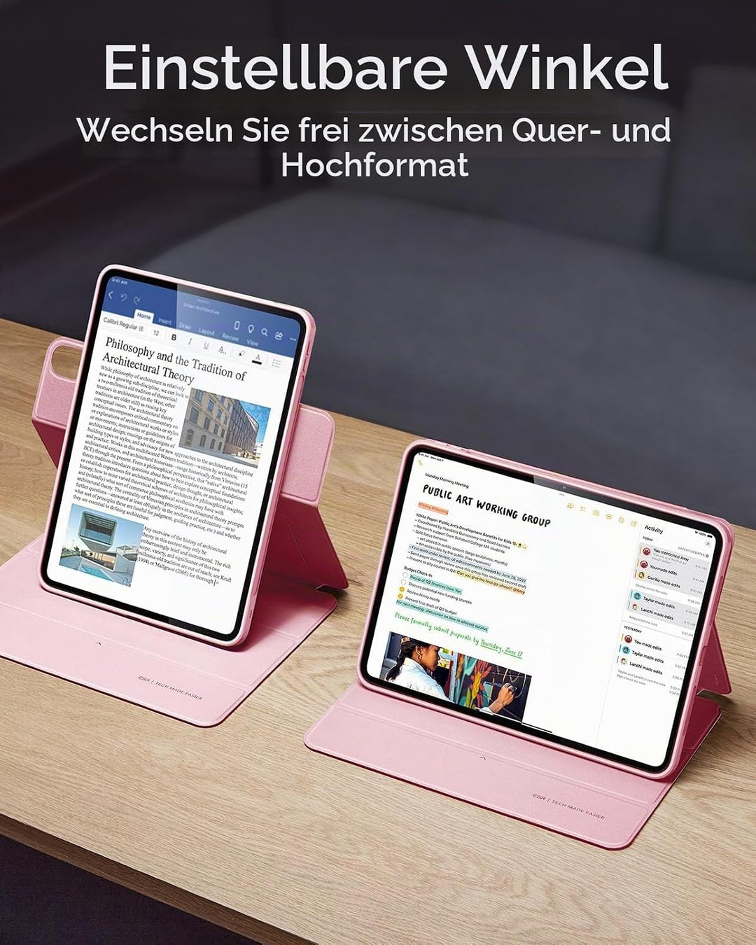 ESR für iPad Air 13 Zoll M2 Hülle, iPad Air 2024 Hülle mit Stifthalter, abnehmbare magnetische Abdec