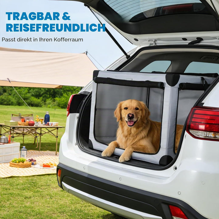 Faltbare Hundetransportbox Faltbar Zusammenklappbar | Wasserdicht Hundebox Auto mit Tür | Tragbarer