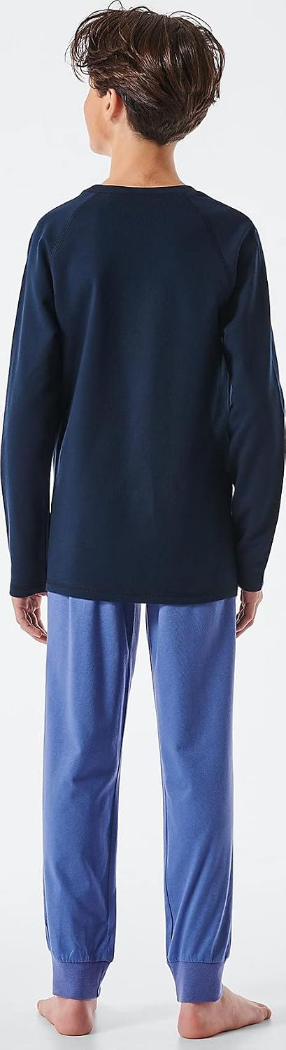 Schiesser Jungen Langer Schlafanzug-Organic Cotton Pyjamaset 140 Indigo (Indigo I), 140 Indigo (Indi