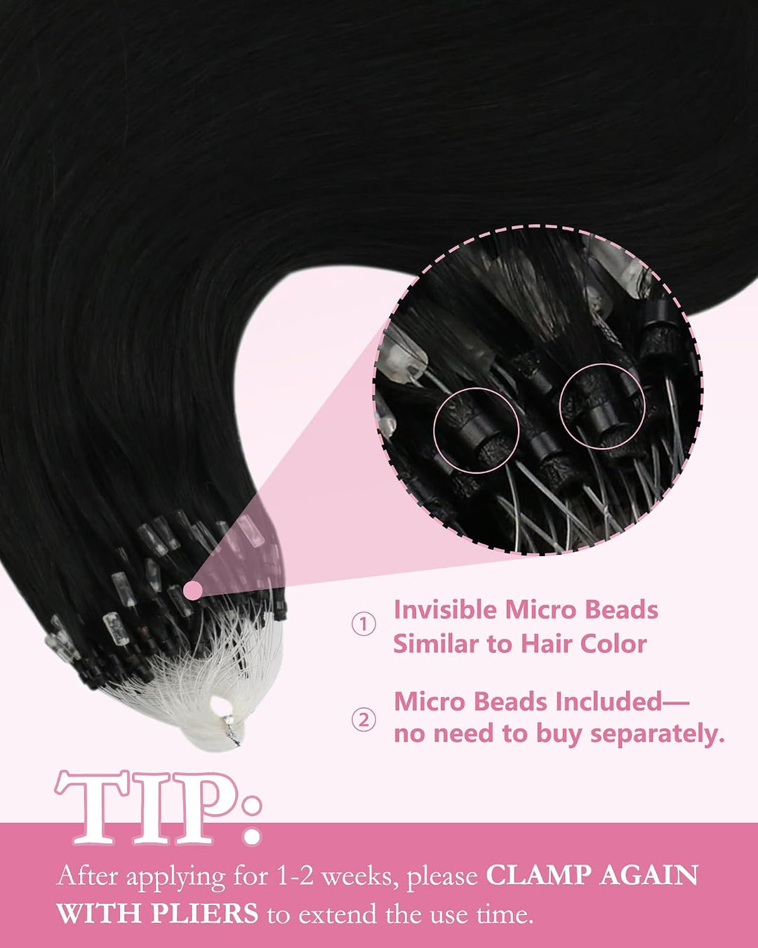 YoungSee Echthaar Extensions Microring Schwarz Microring Extensions Echthaar 1g Schwarz Micro Ringe