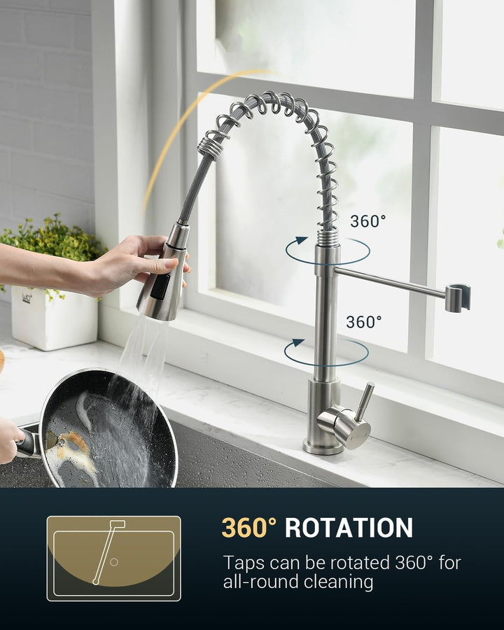 APPASO Wasserhahn Küche, Küchenarmatur mit Brause Hochdruck, Mischbatterie Küche mit 3 Strahlarten,