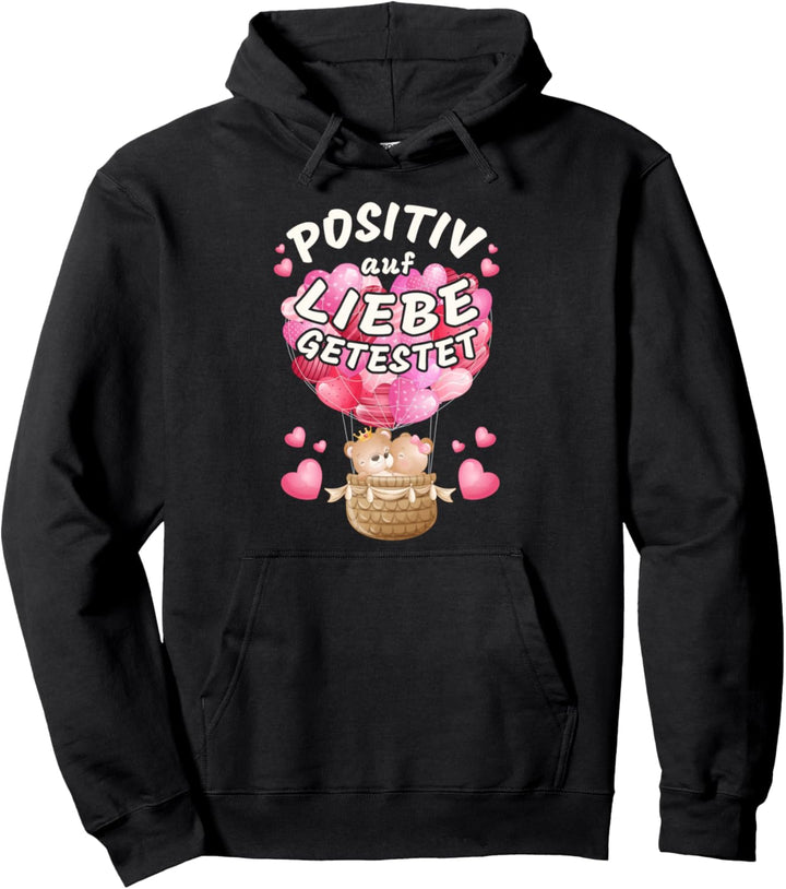 Valentinstag Pärchen Bären, Ballon mit Herzluftballons Pullover Hoodie