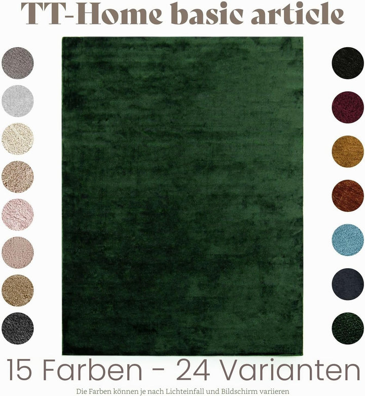 TT Home Teppich Wohnzimmer Kurzflor Anti-Rutsch Rückseite Einfarbiges Design Waschbar, Farbe: Dunkel