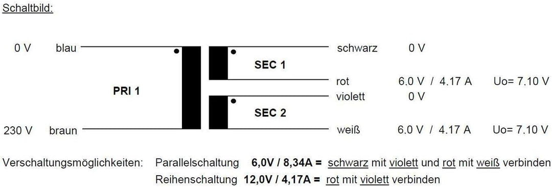 Sedlbauer Ringkerntrafo Transformator 50VA 2x6V für Audio, Industrie, Halogen und Schienensysteme -