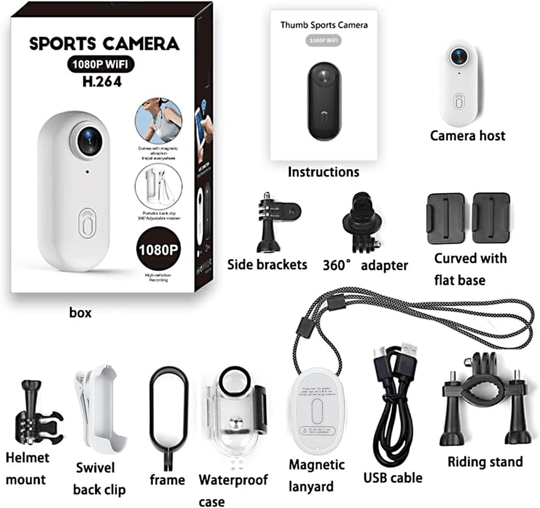 Winnes Mini Sportkamera 1080P WiFi Action Cam IP68 Wasserdicht bis 30 m, 120° Weitwinkelobjektiv, Mi
