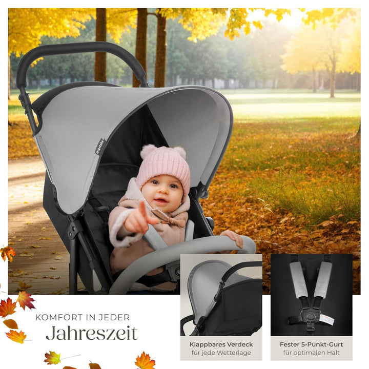 tectake® Kinderwagen Buggy mit Verdeck, Buggy klein zusammenklappbar, Reisebuggy, Babykinderwagen, K