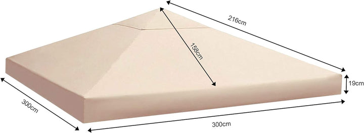 QUICK STAR Ersatzdach für Blätter Pavillon 3x3m Pavillondach Sand