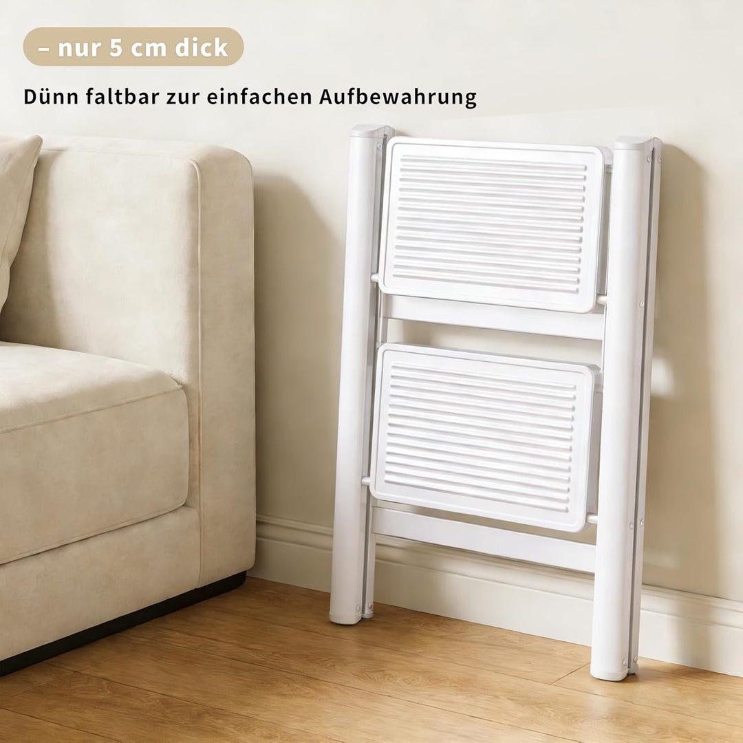 Trittleiter Klappleiter 2 Stufen Klappleiter mit 150 kg Tragkraft – Sichere & stabile Haushaltsleite
