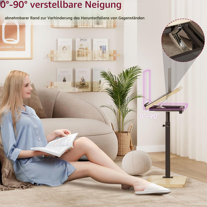 IBUYKE Beistelltisch C Form, 360° Rotierbarer/Höhenverstellbar/Flip Sofatisch, für Telefon/Tablet/La