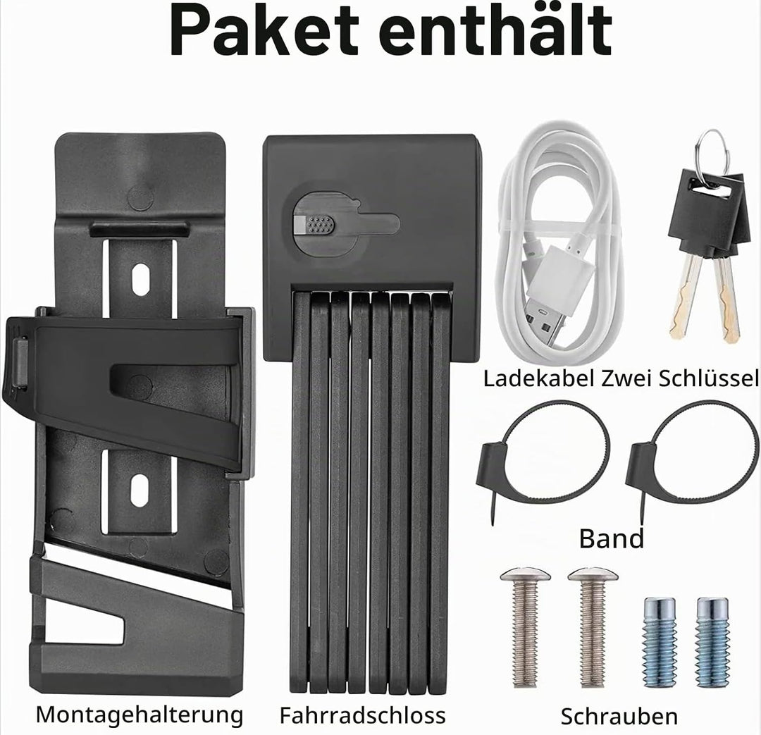 Fahrradschloss Fingerabdruck, Faltschloss Fahrrad, Elektronisches Kabelschloss, Smartes Klappbares F