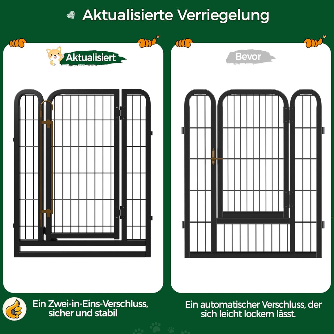 Yaheetech 12-teilig Welpenlaufstall 80cm hoch, Welpenauslauf mit 2 Türen, faltbares Freilaufgehege,