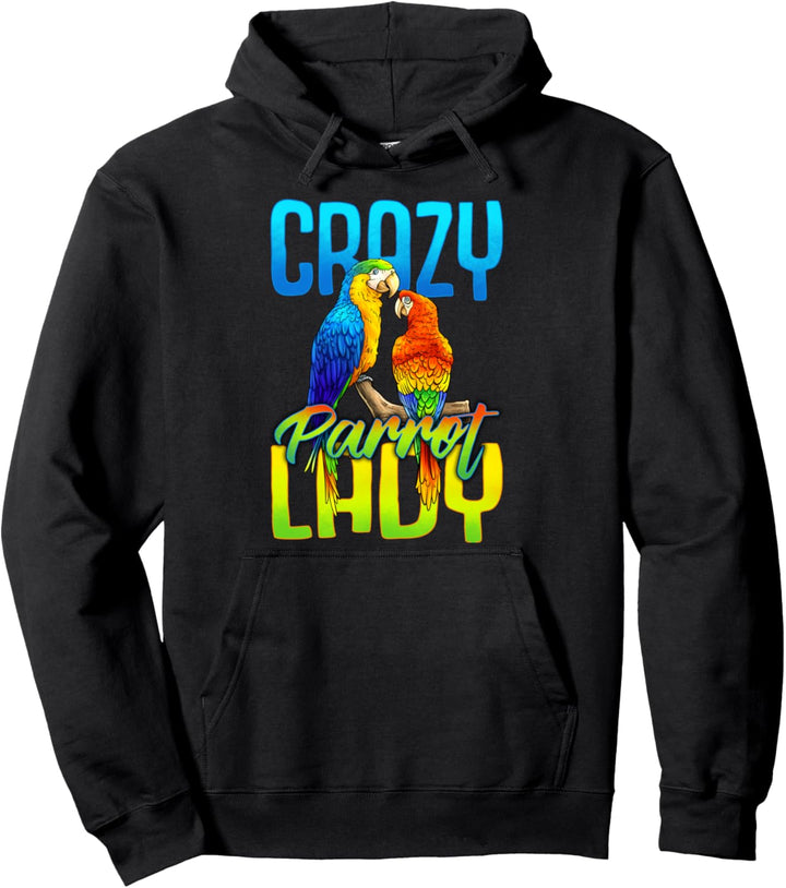Verrückte Papagei Dame Geschenk Frauen Vogel Mutter Blue Pullover Hoodie