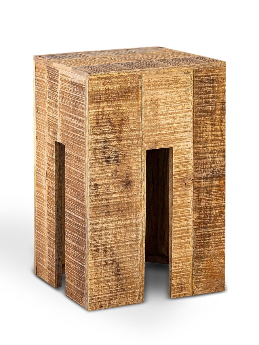 Blumensäule Blumen Hocker Beistelltisch quadratisch 28x45x28cm Sitzhocker Mangoholz