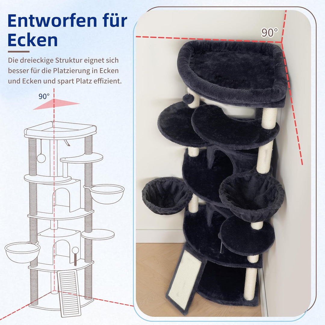 Gitelsnour Eck-Kratzbaum, Katzenbaum für Innenbereich, Mehrstöckiges katzenkratzbaum mit Sisal Kratz