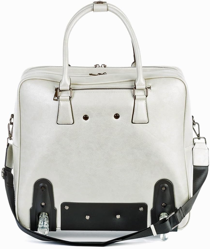 Damen rollende Aktentasche Trolley Silber-weiss, Laptoptrolley Tasche