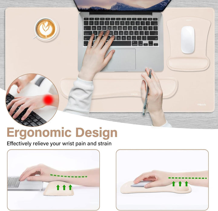 MOSISO Schreibunterlage Matte Tastatur Mauspad Set, 4-in-1 Ergonomisches Mousepad&Tastatur Handgelen